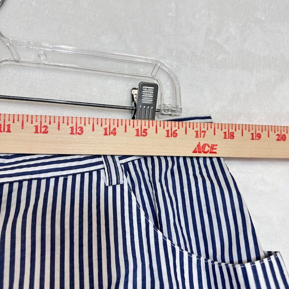 CW Classics Plus 20W Pinstripe Coastal Midi Skirt Blue White Button Summer Twill - Picture 5 of 9